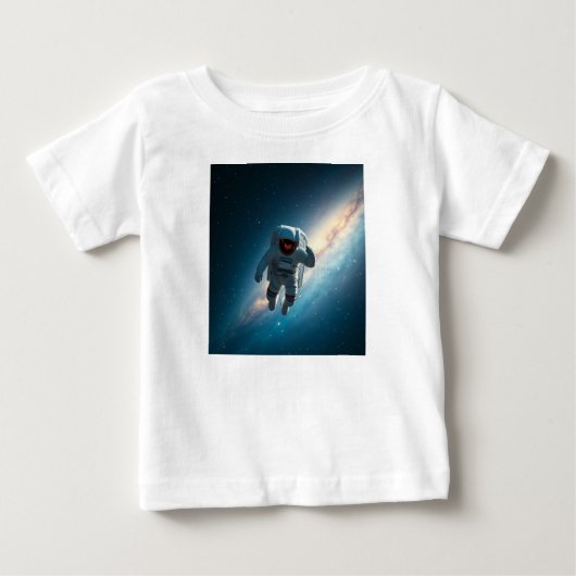 銀河宇宙のベビー宇宙飛行士グラフィック ベビーTシャツ (正面)