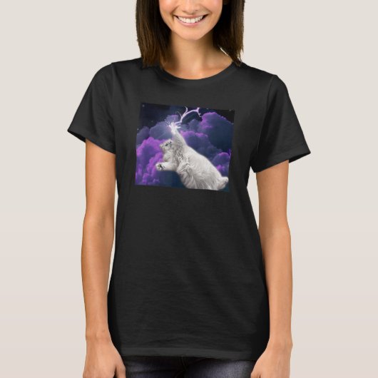銀河宇宙照明ネコ Tシャツ (正面)