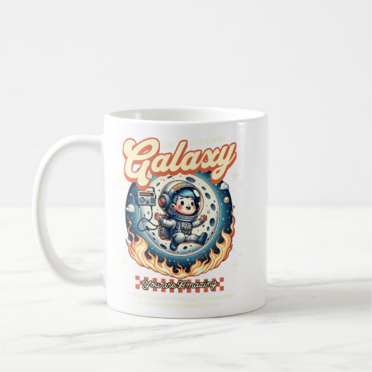 銀河宇宙飛行士猫のかわいい宇宙イラスト コーヒーマグカップ (左)
