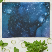 銀河愛好家のための星空の青い空と白いスパークル キッチンタオル (折り畳み)