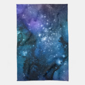 銀河愛好家のための星空の青い空と白いスパークル キッチンタオル (縦)