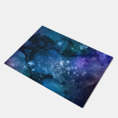 銀河愛好家のための星空の青い空と白いスパークル ドアマット (アングル)