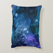 銀河愛好家のための星空の青空と白いスパークル アクセントクッション (裏面(縦))