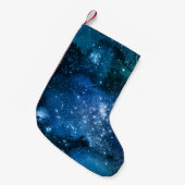 銀河愛好家のための星空の青空と白いスパークル スモールクリスマスストッキング (正面 (吊り時))