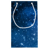 銀河愛好家のための星空の青空と白いスパークル スモールペーパーバッグ (裏面)