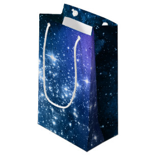 銀河愛好家のための星空の青空と白いスパークル スモールペーパーバッグ