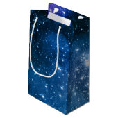 銀河愛好家のための星空の青空と白いスパークル スモールペーパーバッグ (裏面アングル)