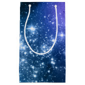 銀河愛好家のための星空の青空と白いスパークル スモールペーパーバッグ (正面)