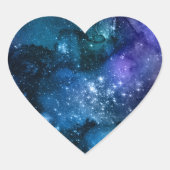 銀河愛好家のための星空の青空と白いスパークル ハートシール (正面)