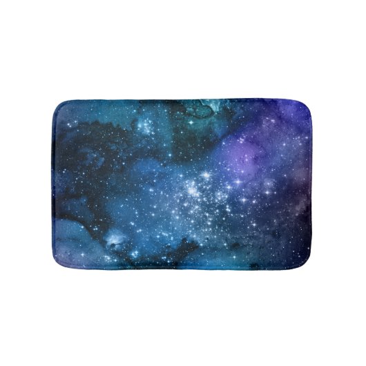 銀河愛好家のための星空の青空と白いスパークル バスマット (正面)