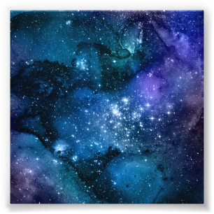 銀河愛好家のための星空の青空と白いスパークル フォトプリント
