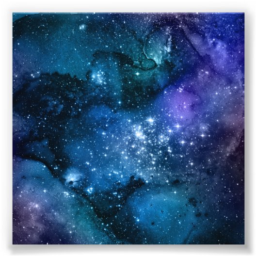 銀河愛好家のための星空の青空と白いスパークル フォトプリント (正面)