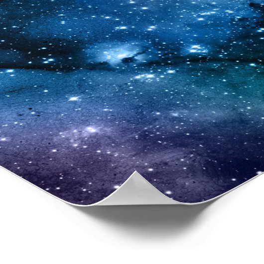 銀河愛好家のための星空の青空と白いスパークル ポスター (角)