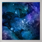 銀河愛好家のための星空の青空と白いスパークル ポスター (正面)