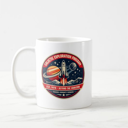 銀河探査プログラム ビンテージ宇宙ミッション コーヒーマグカップ (左)