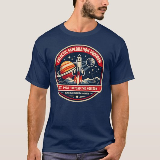 銀河探査プログラム ビンテージ宇宙ミッション Tシャツ (正面)