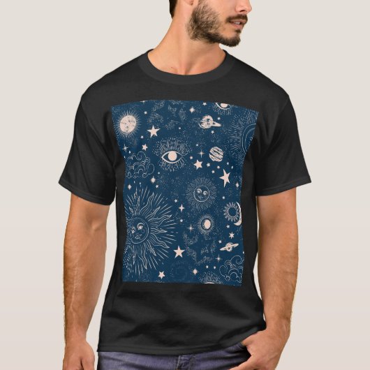 銀河星座:宇宙パターンデザイン Tシャツ (正面)