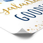 銀河星空金ゴールド宇宙誕生日標識 ポスター (角)