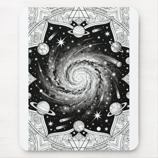 銀河曼荼羅アートプリント | 宇宙の壁掛けデコレーション マウスパッド (正面)