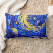 銀河渦巻きの天体画 ブルーゴールド宇宙 ランバークッション (ブランケット)