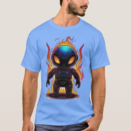 銀河炎チビ(小さくかわいく書いた感じ):エイリアン炎 Tシャツ (正面)