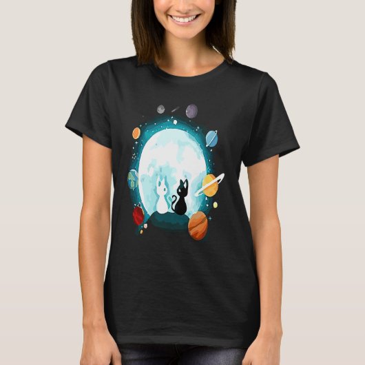 銀河猫の宇宙 ユニバース 猫 宇宙人 Tシャツ (正面)