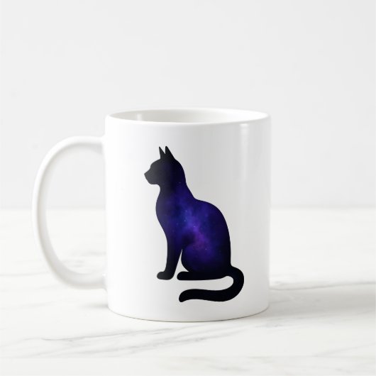 銀河猫イラスト | 宇宙の星雲 猫好き コーヒーマグカップ (左)