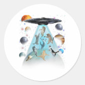 銀河猫水泳Tシャツ | かわいい宇宙猫 ラウンドシール (正面)