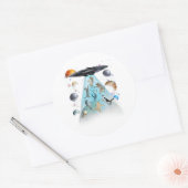 銀河猫水泳Tシャツ | かわいい宇宙猫 ラウンドシール (封筒)