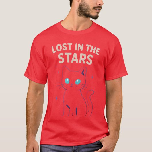 銀河猫 - 星に迷い込んで Tシャツ (正面)