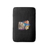 銀河系おもしろいキャットシャツ_宇宙キャットピザ食べとT バスマット (正面縦)