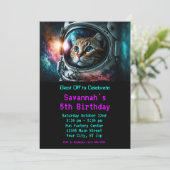 銀河系おもしろい宇宙猫宇宙飛行士バースデーパーティー 招待状 (スタンド正面)