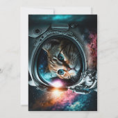 銀河系おもしろい宇宙猫宇宙飛行士バースデーパーティー 招待状 (裏面)