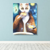 銀河系で作食べったジャンプスーツのスープの猫 キャンバスプリント (インサイチュ (ウッドフロア))