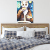 銀河系で作食べったジャンプスーツのスープの猫 キャンバスプリント (インサイチュ (寝室))