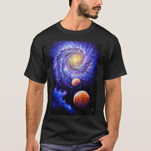 銀河系と惑星 Tシャツ (正面)