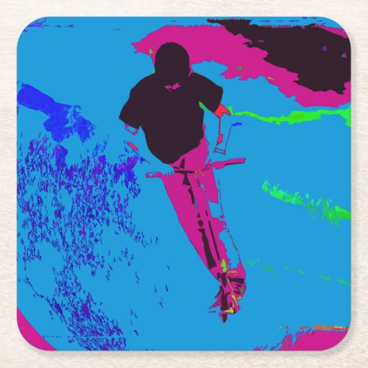 銀河系に乗る – Scooter Rider スクエアペーパーコースター (正面)