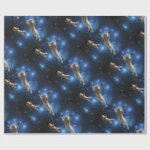 銀河系のまわりで浮かんでいる2匹の宇宙猫 ラッピングペーパー (フラット)