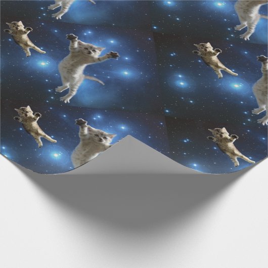 銀河系のまわりで浮かんでいる2匹の宇宙猫 ラッピングペーパー (角)