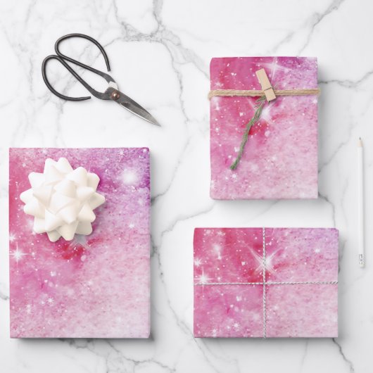 銀河系のシームレスなパターン ラッピングペーパーシート (正面)