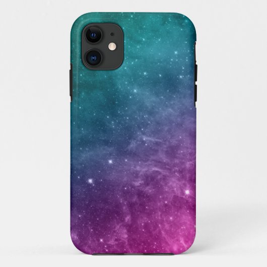 銀河系のティール(緑がかった色)のピンクの青い星雲の星 Case-Mate iPhoneケース (裏面)