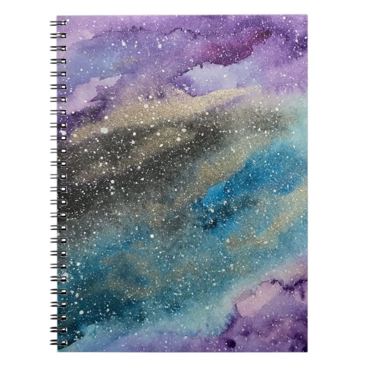 銀河系のプリントの宇宙の水彩画のノート ノートブック (正面)