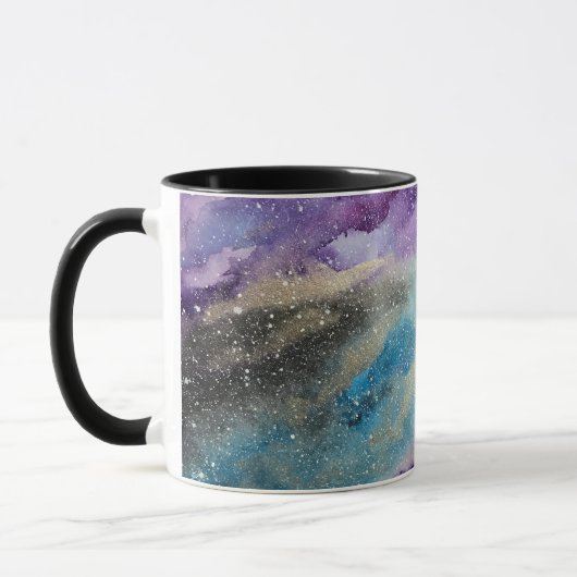 銀河系のプリントの宇宙の水彩画のマグ マグカップ (左)