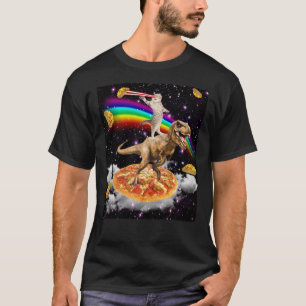 銀河系のレーザー・アイ・キャットがタックでピザに恐竜を投下 Tシャツ