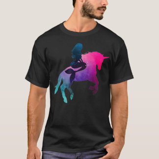銀河系の人魚の乗馬ユニコーン女性と子供 Tシャツ