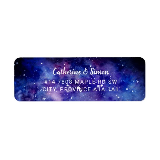 銀河系の夜空の星の水の色エレガント絵画の ラベル (正面)