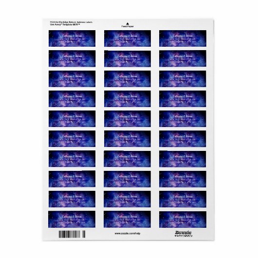 銀河系の夜空の星の水の色エレガント絵画の ラベル (フルシート)