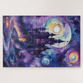 銀河系の夢：紫の空の神秘的な城 ジグソーパズル (横)