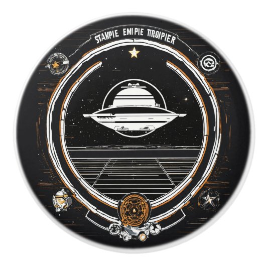 「銀河系をテーマにしたセラミックプルユニーク- UFO&宇宙 セラミックノブ (正面)