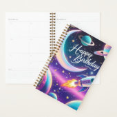 銀河系をテーマにしたハッピーバースデー三日月、星 プランナー手帳 (ディスプレー)